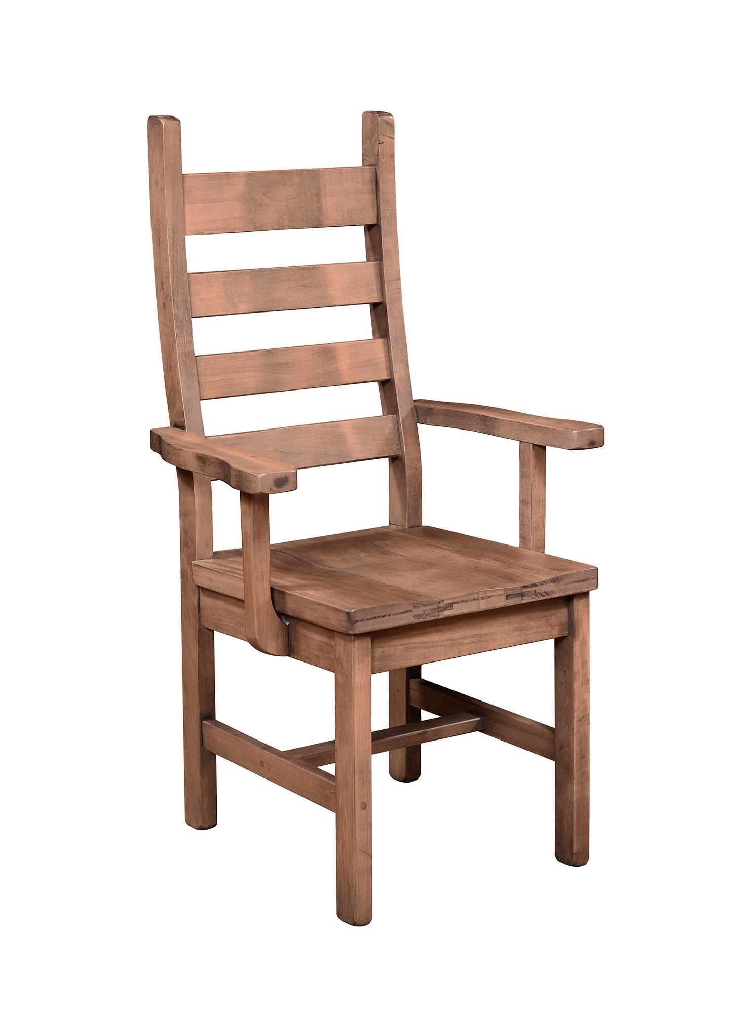 Wayside Custom Furniture RuffSawn Rustic Ladder Back Arm Chair